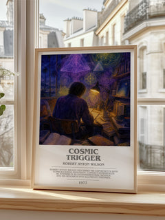 Cosmic Trigger bookish poster colour and style options – Robert Anton Wilson book art
