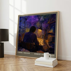 Cosmic Trigger literary print framed by window – literary home decor