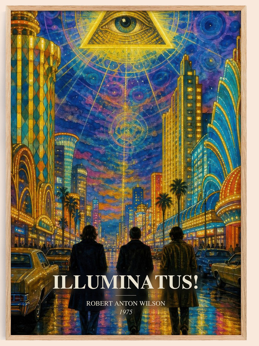 Illuminatus! watercolour book poster by Robert Anton Wilson – framed literary art print