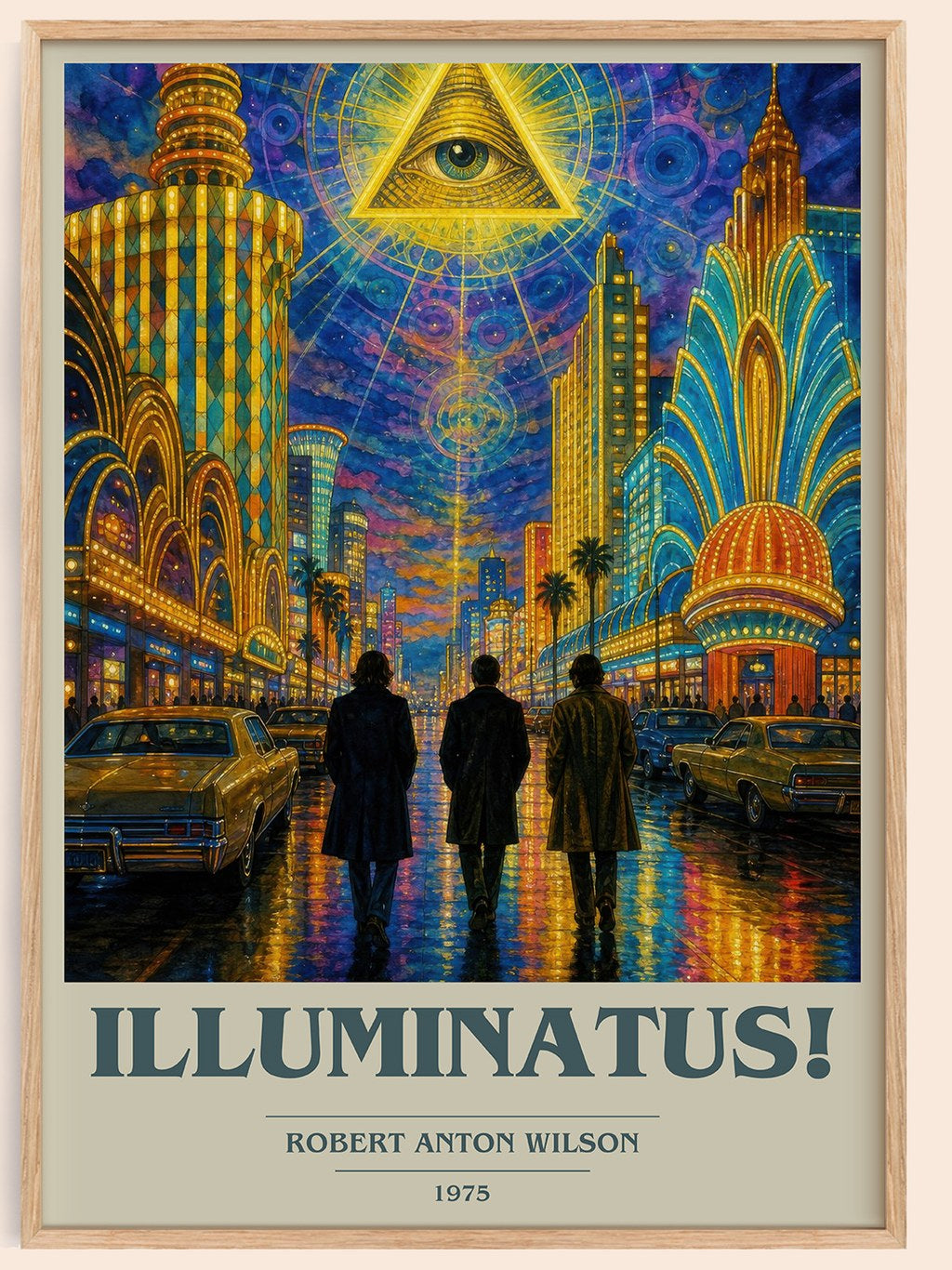 Illuminatus! book cover book poster by Robert Anton Wilson – framed literary art print