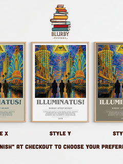 Illuminatus! bookish print in frame leaning in hallway – sci fi wall art