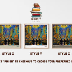 Illuminatus! literary print in frame leaning in hallway – sci fi wall art