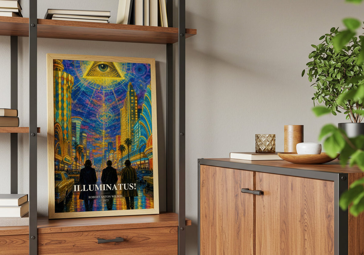 Illuminatus! book watercolour illustration paper finish options – matte satin gloss