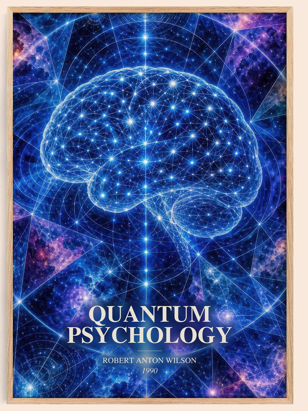Quantum psychology watercolour book poster by Robert Anton Wilson – framed literary art print