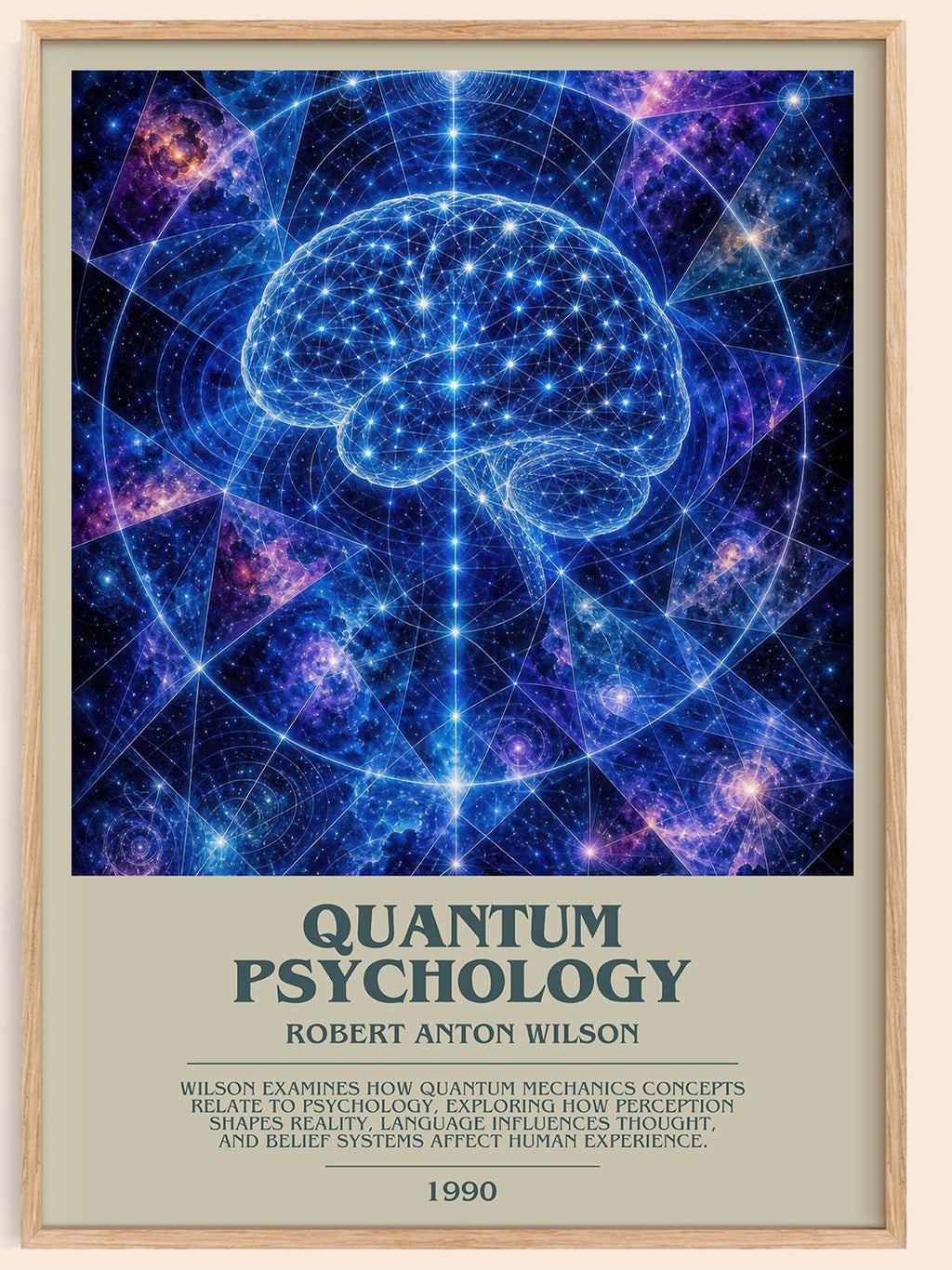 Quantum psychology bookish book poster by Robert Anton Wilson – framed literary art print