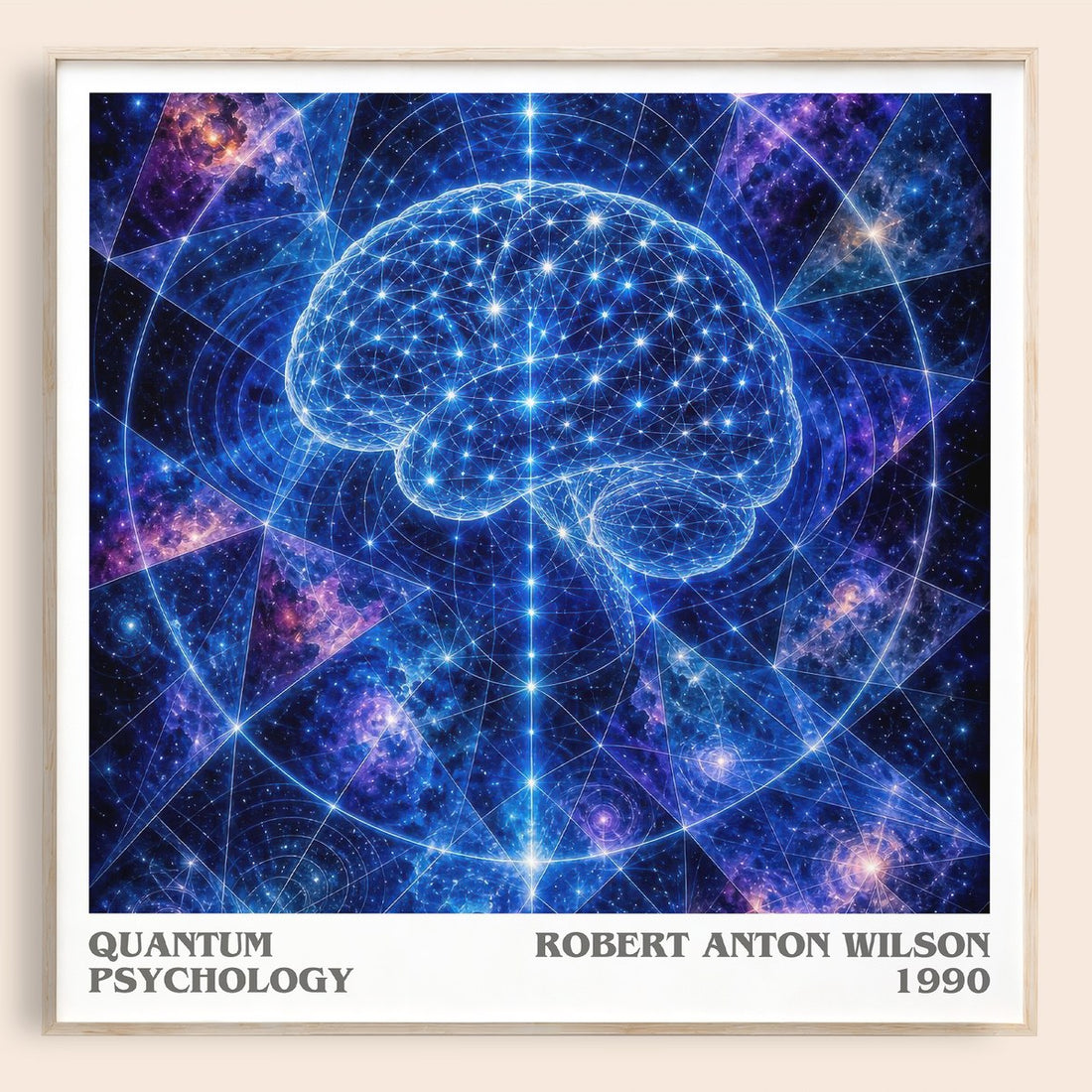 Quantum psychology literary book poster by Robert Anton Wilson – framed literary art print