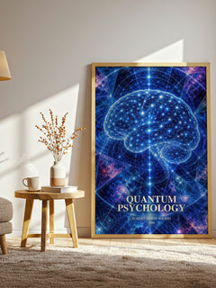 Quantum psychology watercolour print in frame leaning in hallway – philosophy wall art