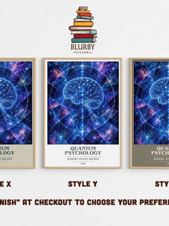 Quantum psychology book cover print in frame leaning in hallway – philosophy wall art
