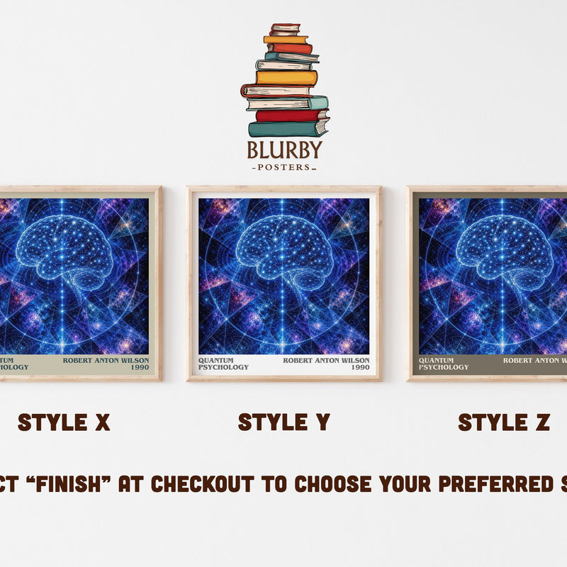 Quantum psychology literary print in frame leaning in hallway – philosophy wall art
