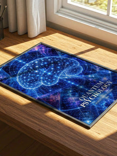 Quantum psychology watercolour book poster framed on wall – philosophy wall art
