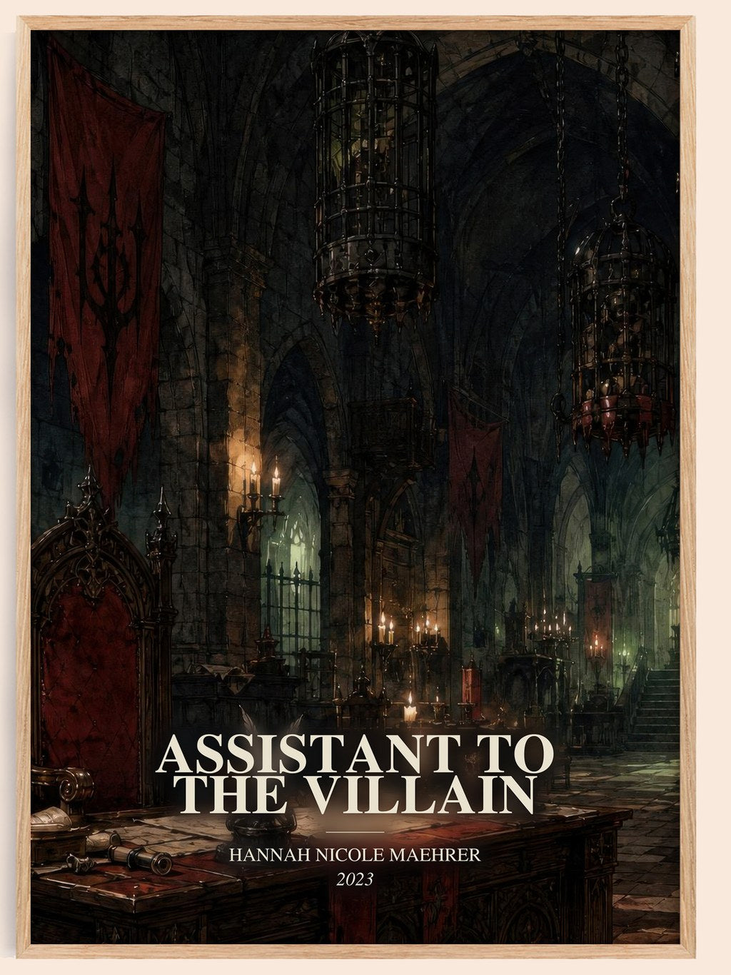 Assistant to the Villain watercolour book poster by Hannah Nicole Maehrer – framed literary art print