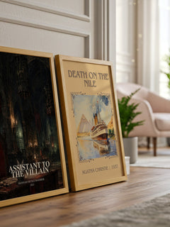 Assistant to the Villain watercolour print framed by window – literary home decor