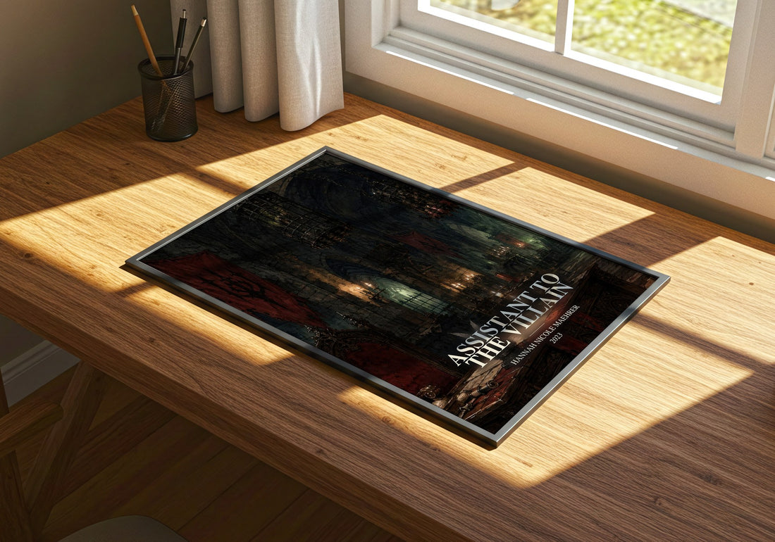 Assistant to the Villain watercolour book poster framed on wall – fantasy wall art