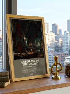 Assistant to the Villain bookish print framed by window – literary home decor