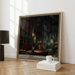 Assistant to the Villain literary print framed by window – literary home decor
