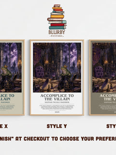 Accomplice to the Villain bookish print in frame leaning in hallway – fantasy wall art