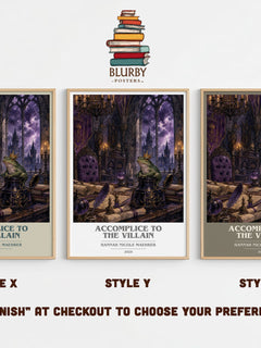 Accomplice to the Villain book cover print in frame leaning in hallway – fantasy wall art