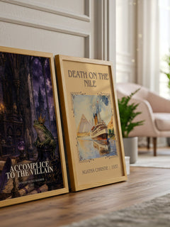 Accomplice to the Villain watercolour print framed by window – literary home decor