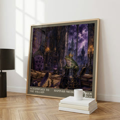 Accomplice to the Villain literary print framed by window – literary home decor