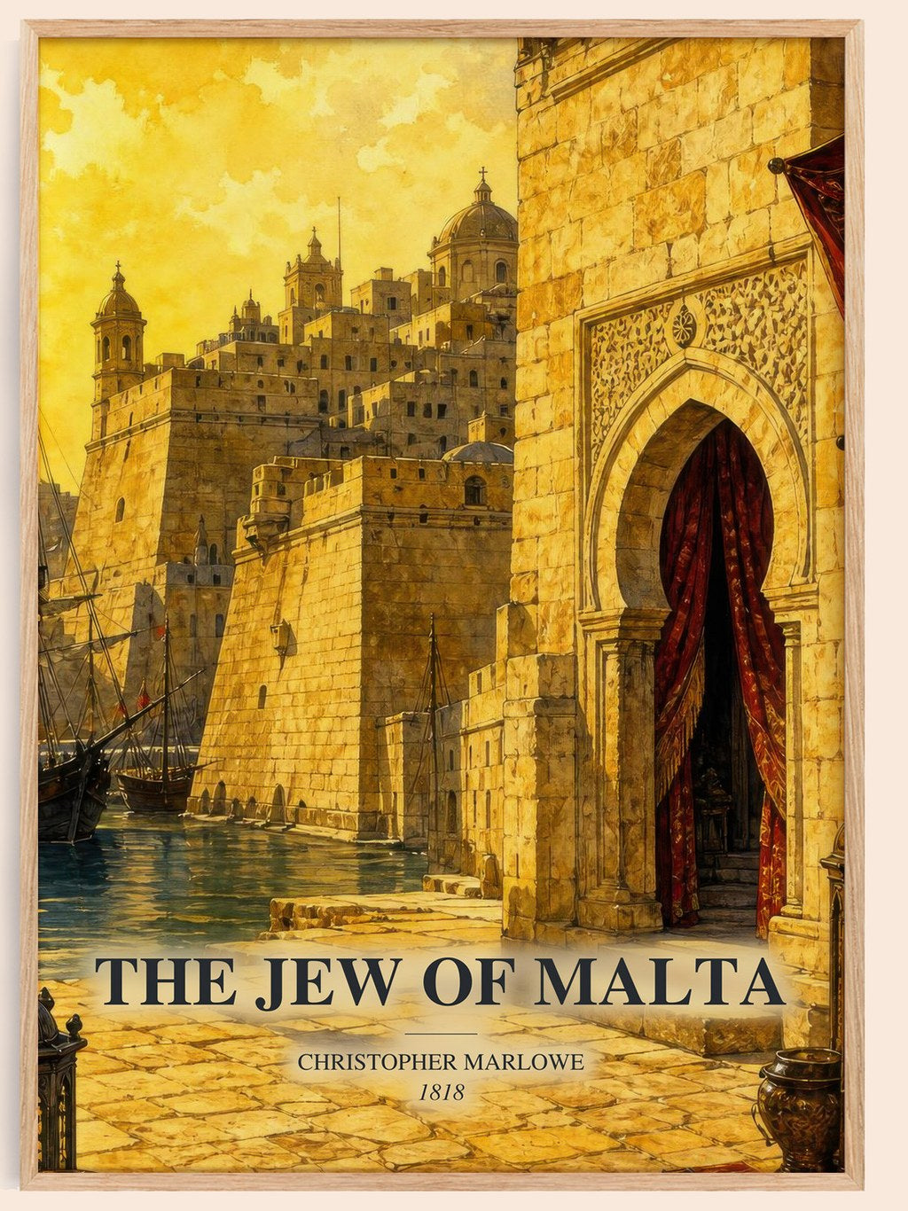 The Jew of Malta watercolour book poster by Christopher Marlowe – framed literary art print