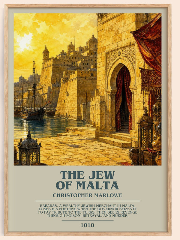 The Jew of Malta bookish book poster by Christopher Marlowe – framed literary art print