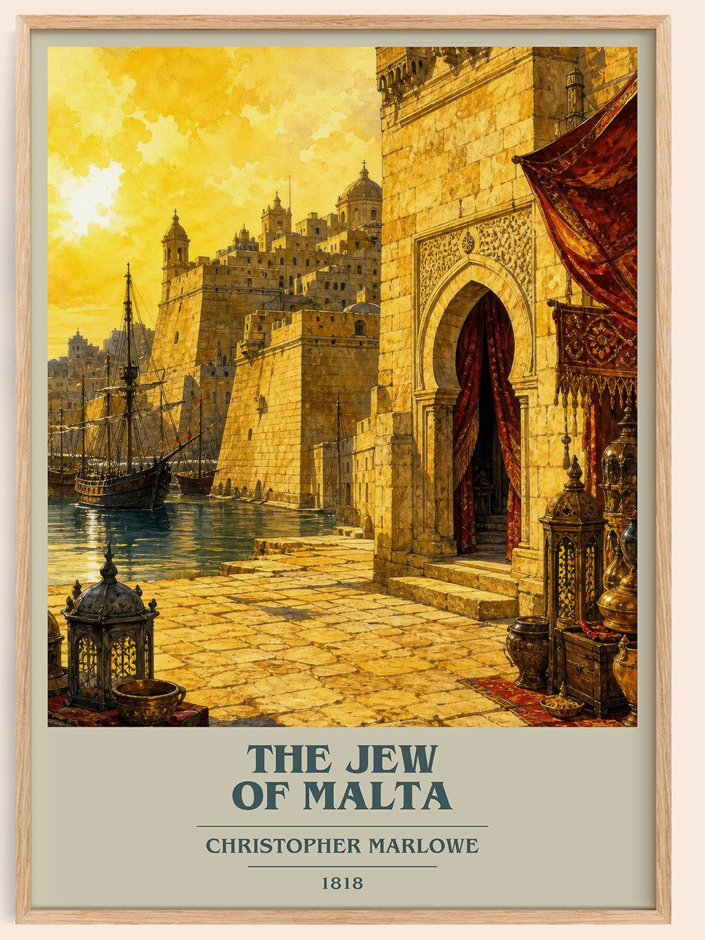 The Jew of Malta book cover book poster by Christopher Marlowe – framed literary art print