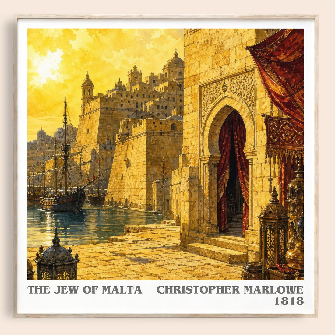 The Jew of Malta literary book poster by Christopher Marlowe – framed literary art print
