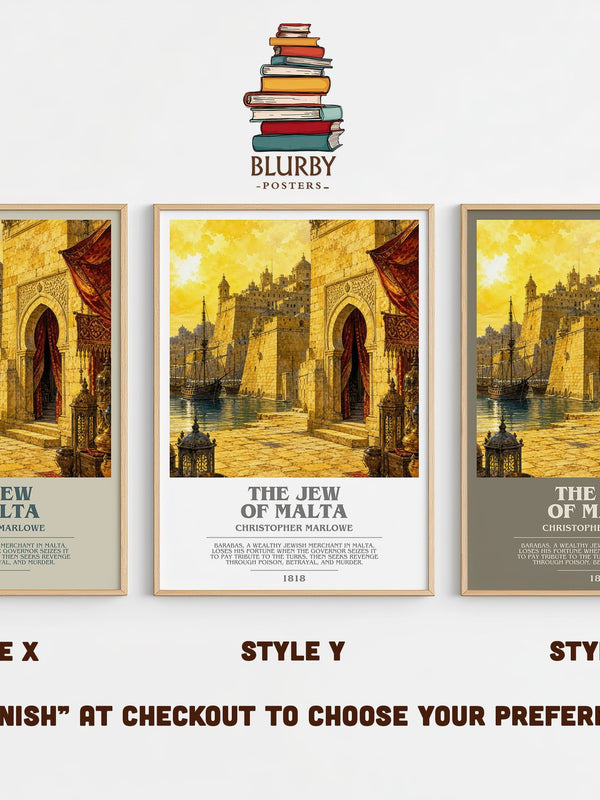The Jew of Malta bookish print in frame leaning in hallway – classic literature wall art