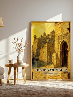 The Jew of Malta watercolour print in frame leaning in hallway – classic literature wall art