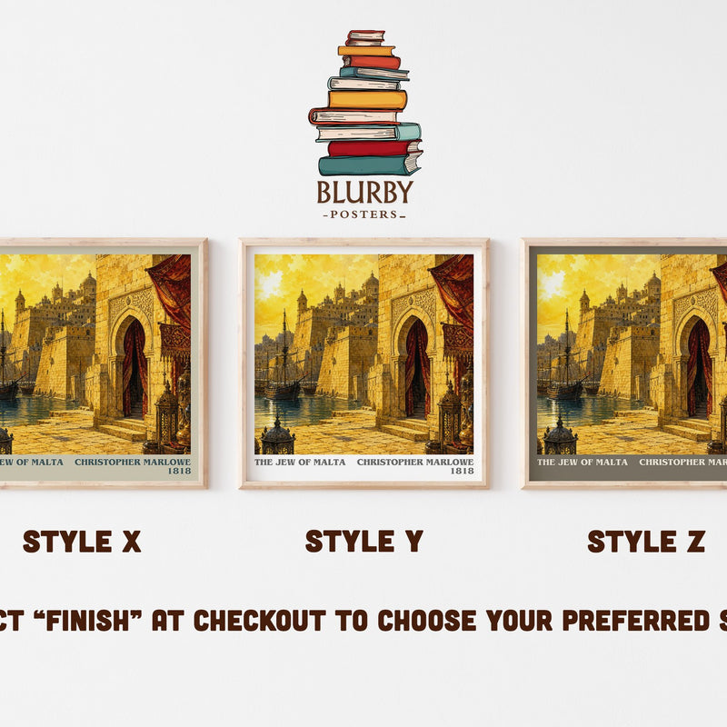 The Jew of Malta literary print in frame leaning in hallway – classic literature wall art