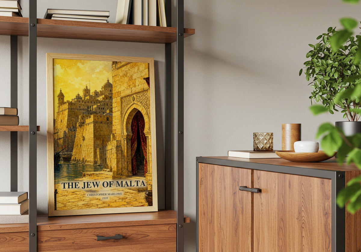 The Jew of Malta book watercolour illustration paper finish options – matte satin gloss