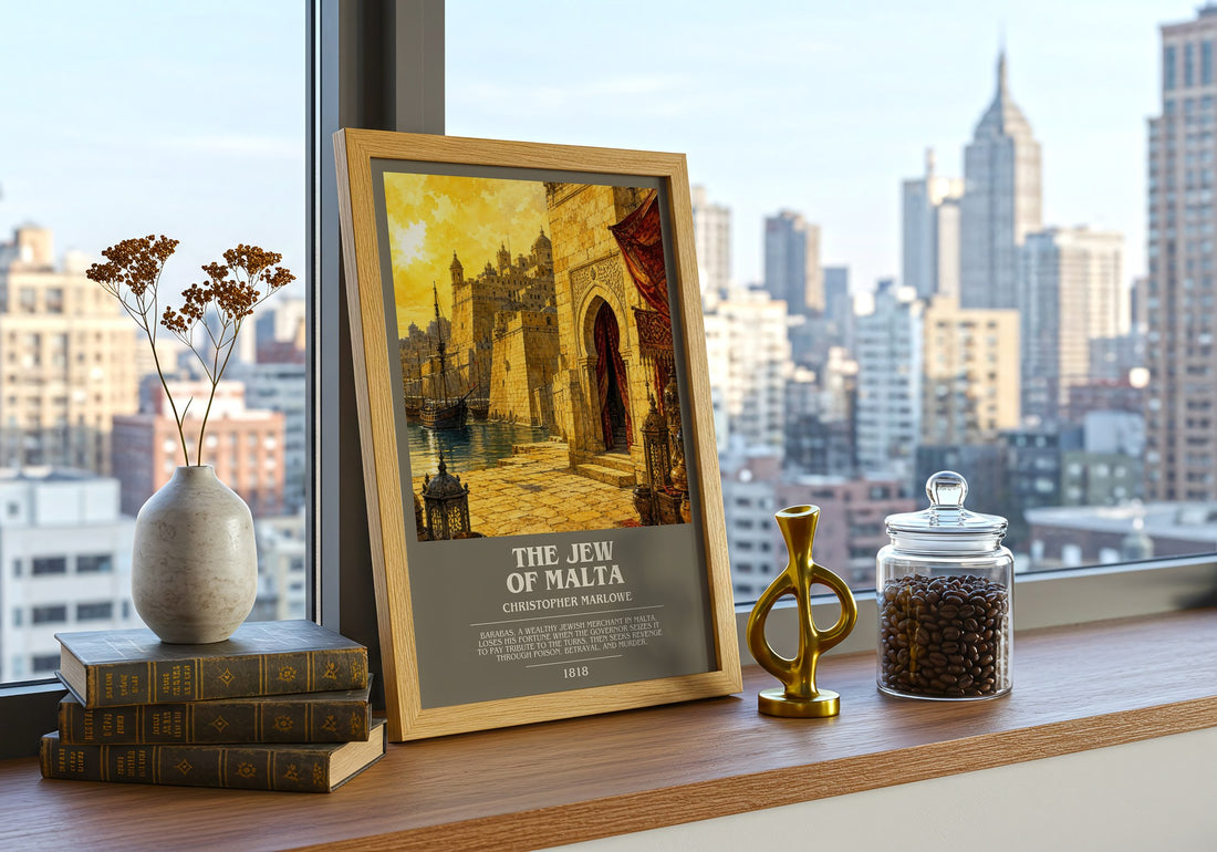 The Jew of Malta bookish print framed by window – literary home decor
