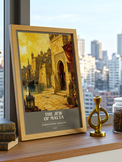 The Jew of Malta book cover print framed by window – literary home decor