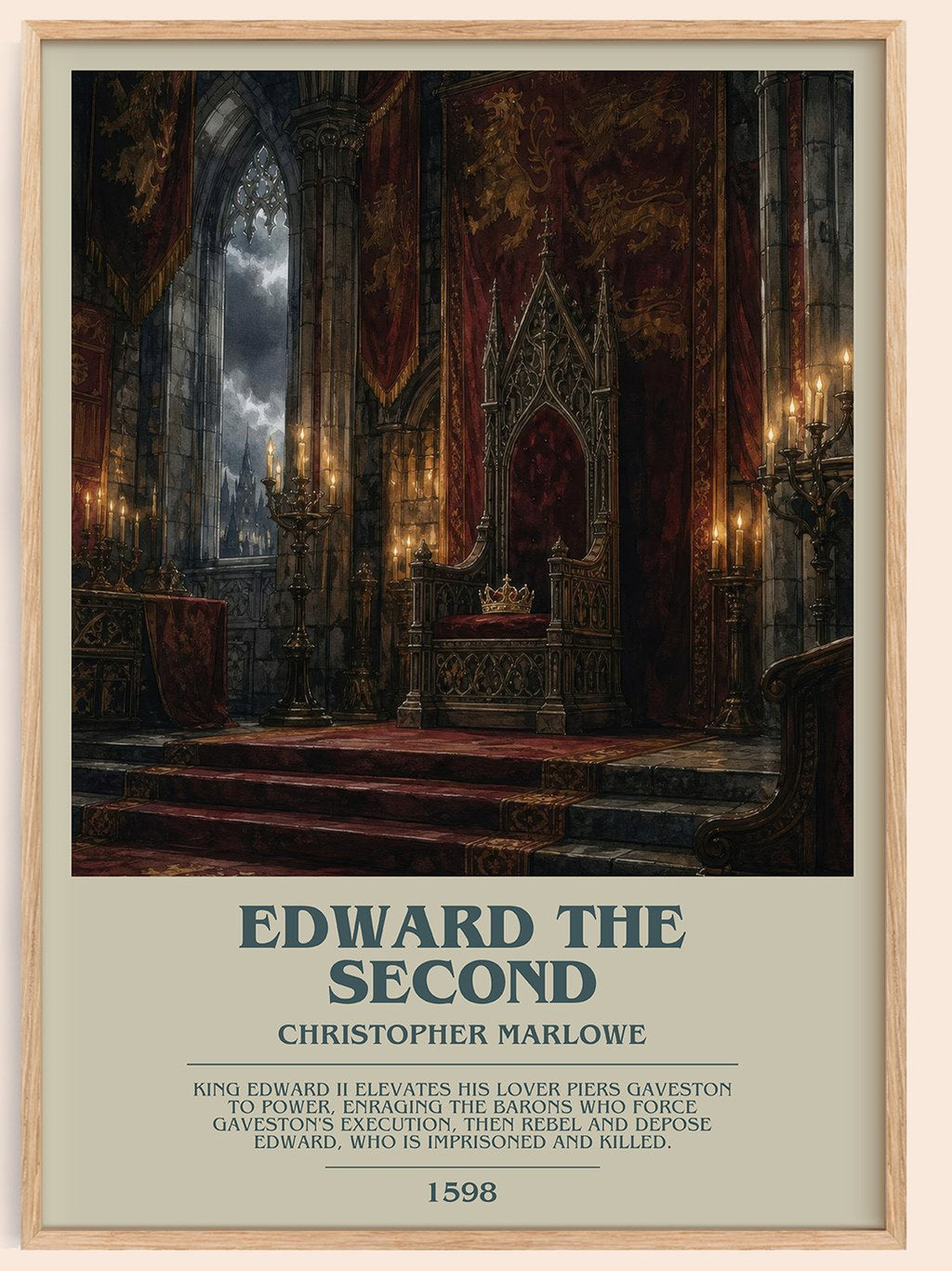 Edward the Second bookish book poster by Christopher Marlowe – framed literary art print