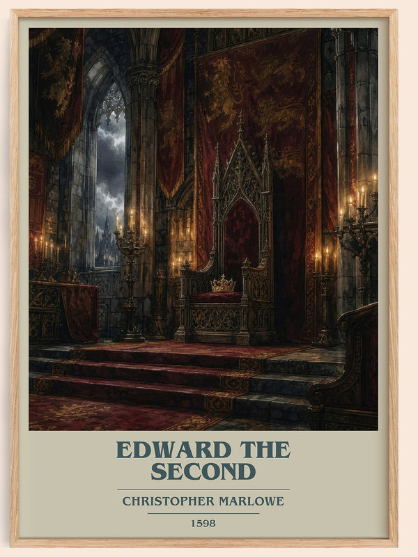 Edward the Second book cover book poster by Christopher Marlowe – framed literary art print
