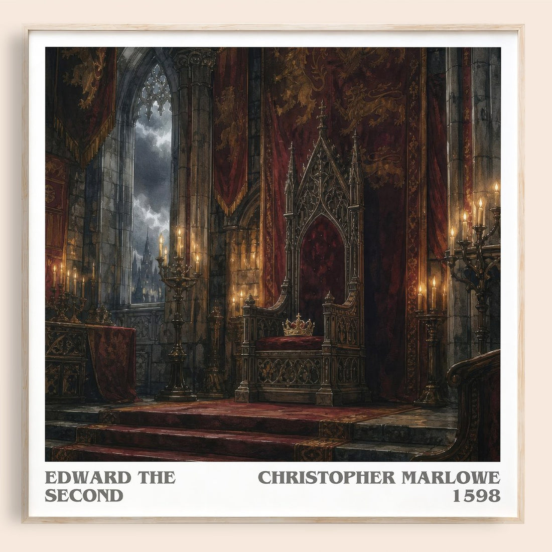 Edward the Second literary book poster by Christopher Marlowe – framed literary art print