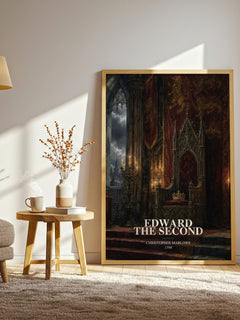 Edward the Second watercolour print in frame leaning in hallway – classic literature wall art