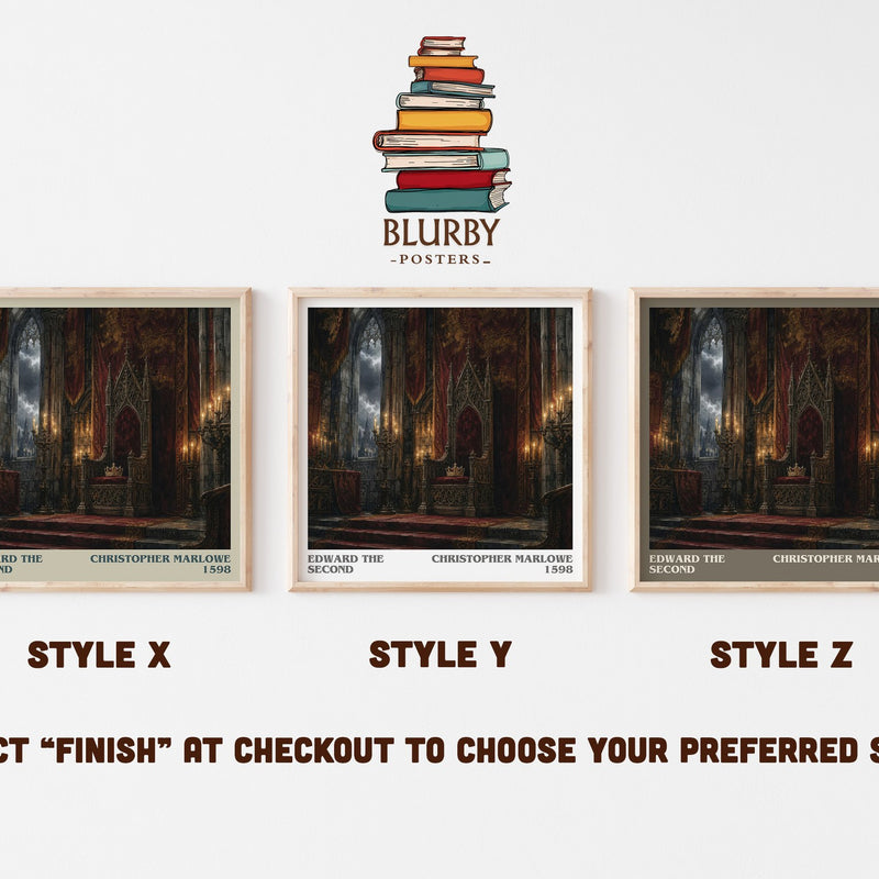 Edward the Second literary print in frame leaning in hallway – classic literature wall art
