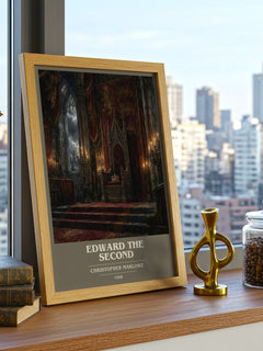 Edward the Second book cover print framed by window – literary home decor