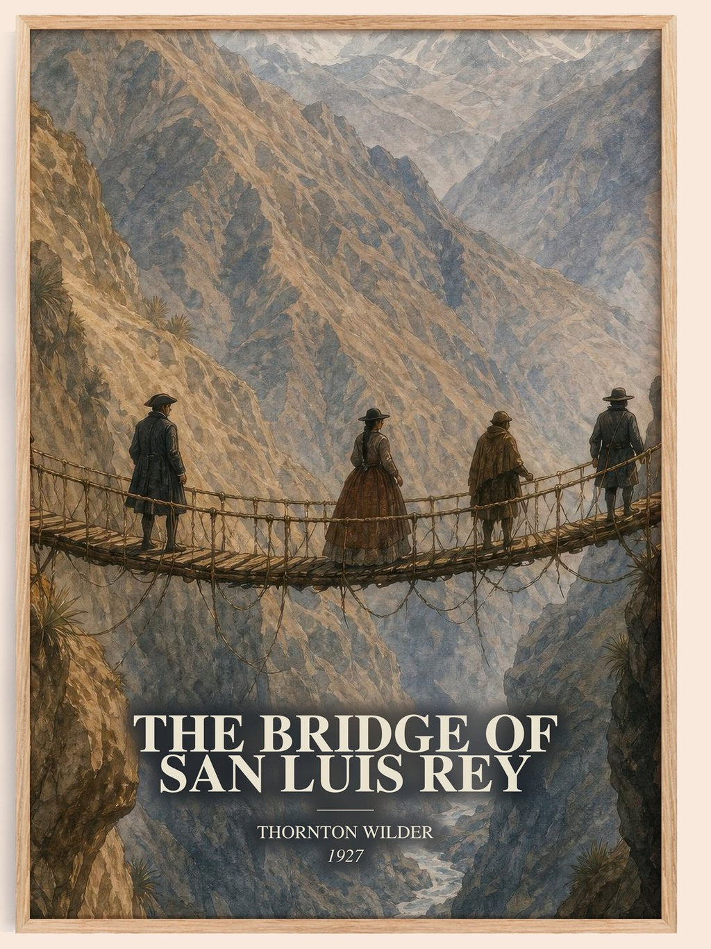 The Bridge of San Luis Rey watercolour book poster by Thornton Wilder – framed literary art print
