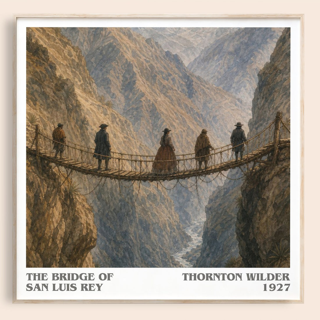 The Bridge of San Luis Rey literary book poster by Thornton Wilder – framed literary art print