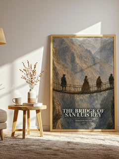 The Bridge of San Luis Rey watercolour print in frame leaning in hallway – literary fiction wall art