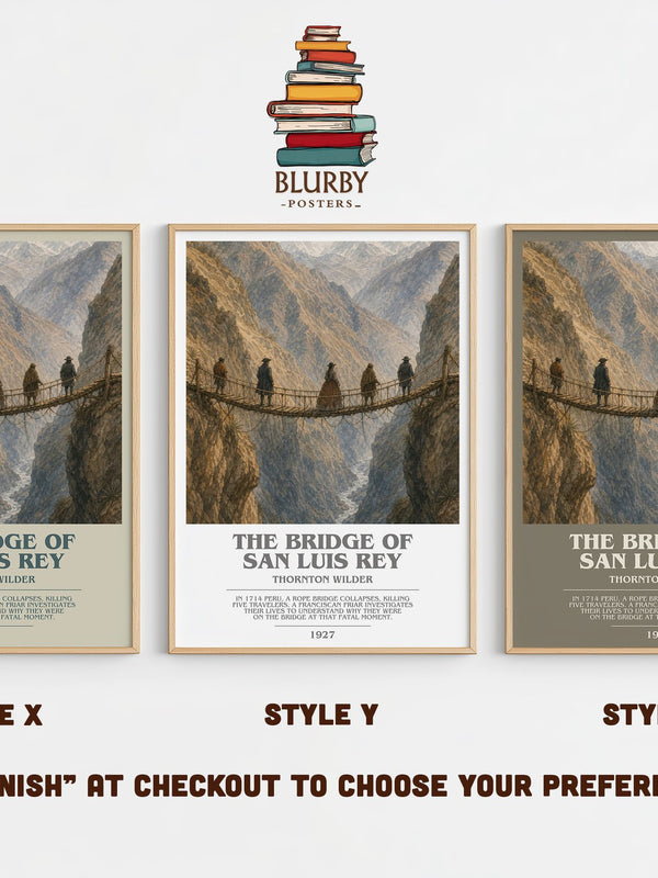 The Bridge of San Luis Rey bookish print in frame leaning in hallway – literary fiction wall art