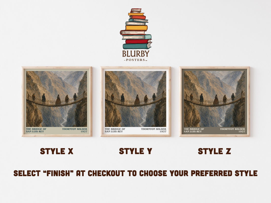The Bridge of San Luis Rey literary print in frame leaning in hallway – literary fiction wall art (mockup)