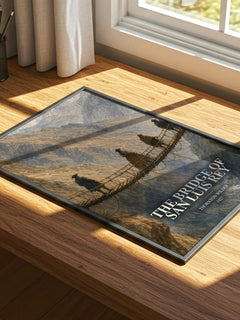 The Bridge of San Luis Rey watercolour book poster framed on wall – literary fiction wall art