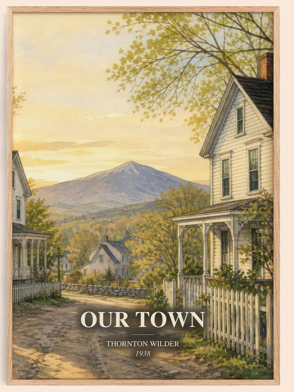 Our town watercolour book poster by Thornton Wilder – framed literary art print