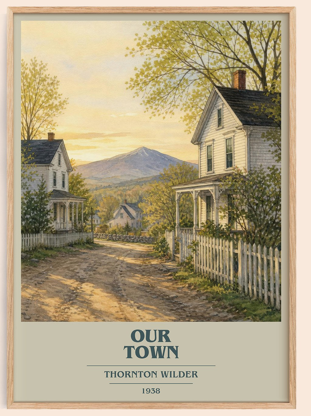 Our town book cover book poster by Thornton Wilder – framed literary art print