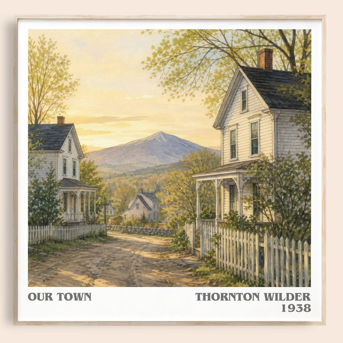 Our town literary book poster by Thornton Wilder – framed literary art print