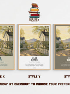 Our town bookish print in frame leaning in hallway – literary fiction wall art
