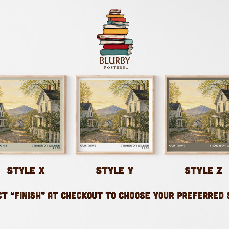 Our town literary print in frame leaning in hallway – literary fiction wall art